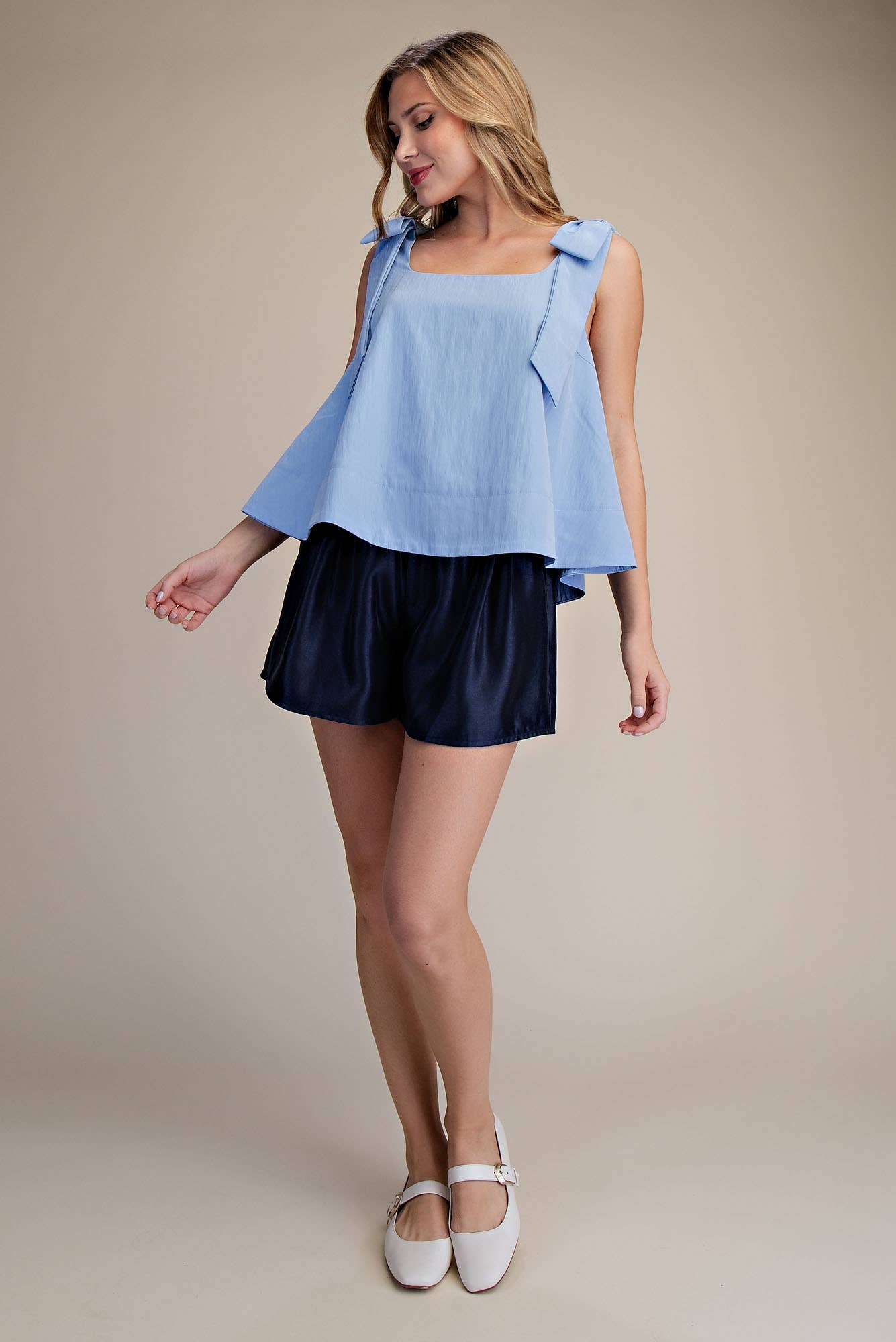 Scoop Neck Bow Shoulder Top
