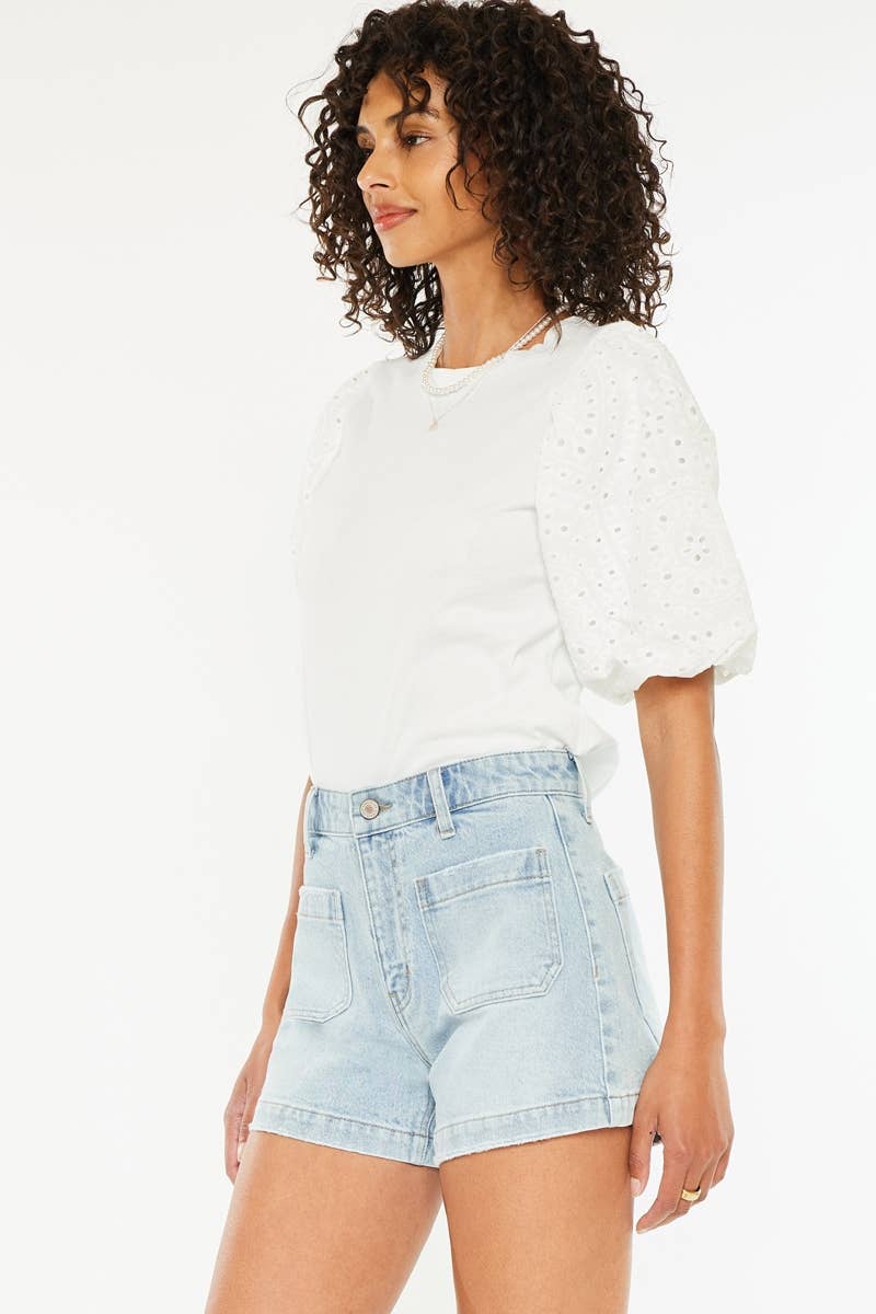 OPEN PACK  HIGH RISE A-LINE TROUSER DENIM SHORTS-KC78035L