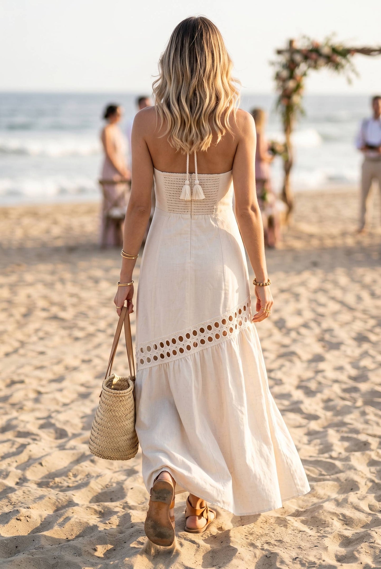 Lace trimmed Maxi Dress with Halter