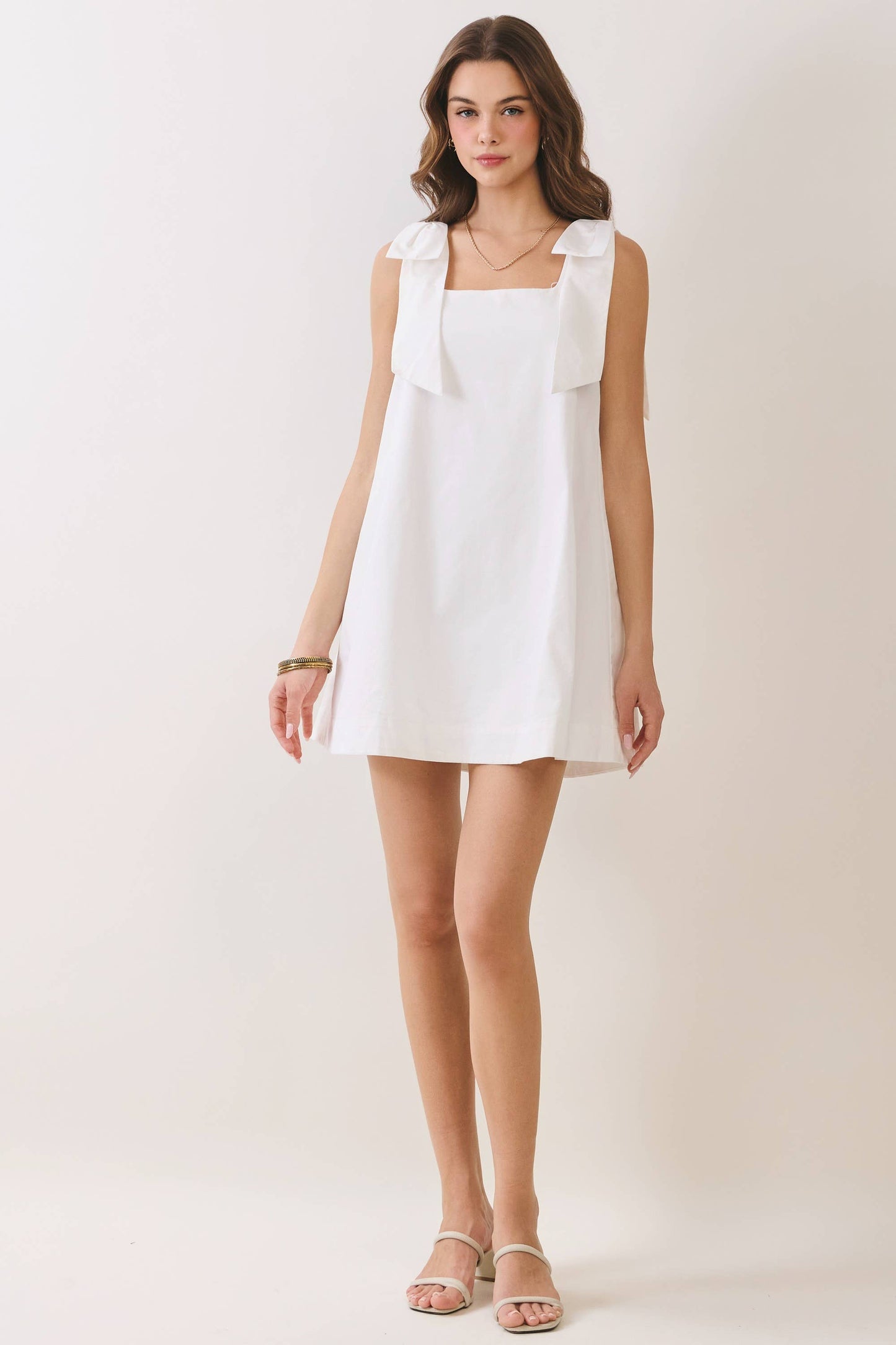 Statement Bow Shoulder Straps Mini Dress