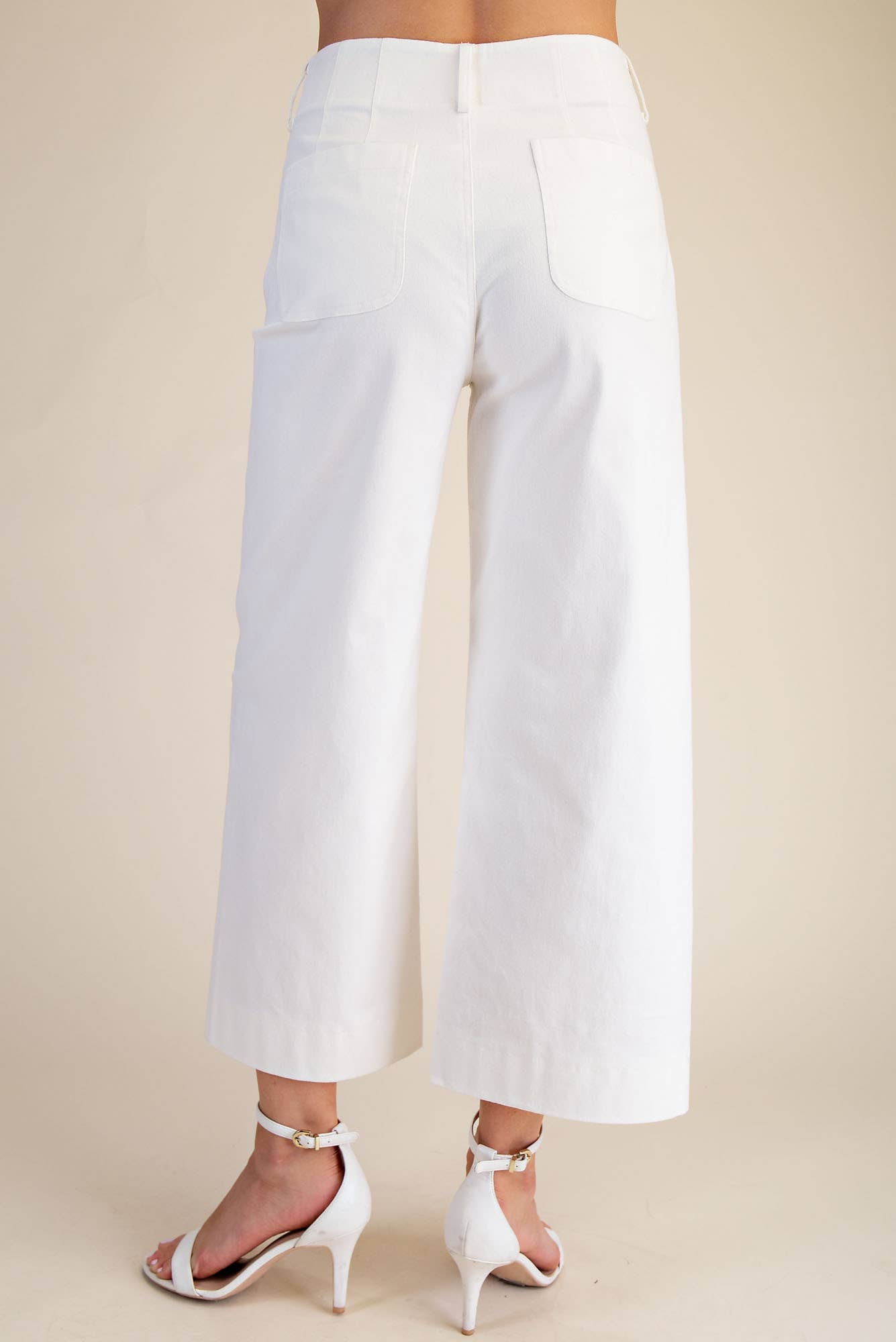 Wide-Leg Scallop Pocket Pants