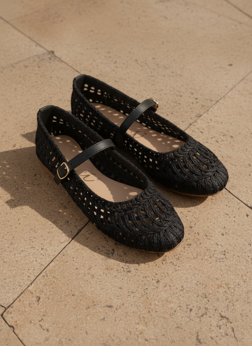 SUSAN WOVEN DESIGNED MARY JANE FLAT