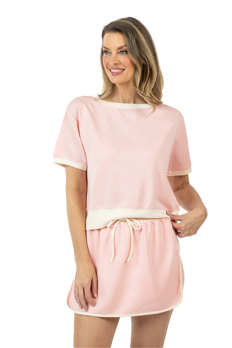 Contrast Top and Skirt Set