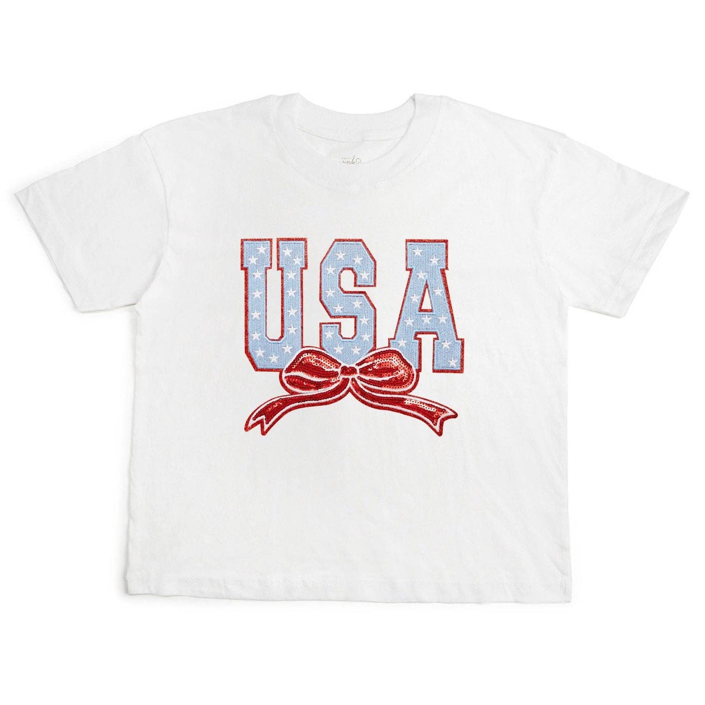 USA Stars & Bow Patch Women's Short Sleeve T-Shirt - White