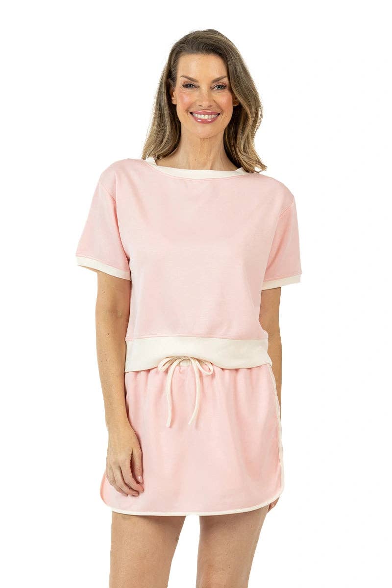 Contrast Top and Skirt Set