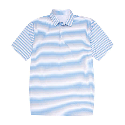 Kids Light Blue, Grey & White Stripe Polo