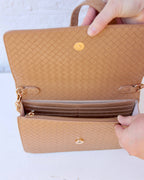 Bryn Clutch/Crossbody Woven Almond