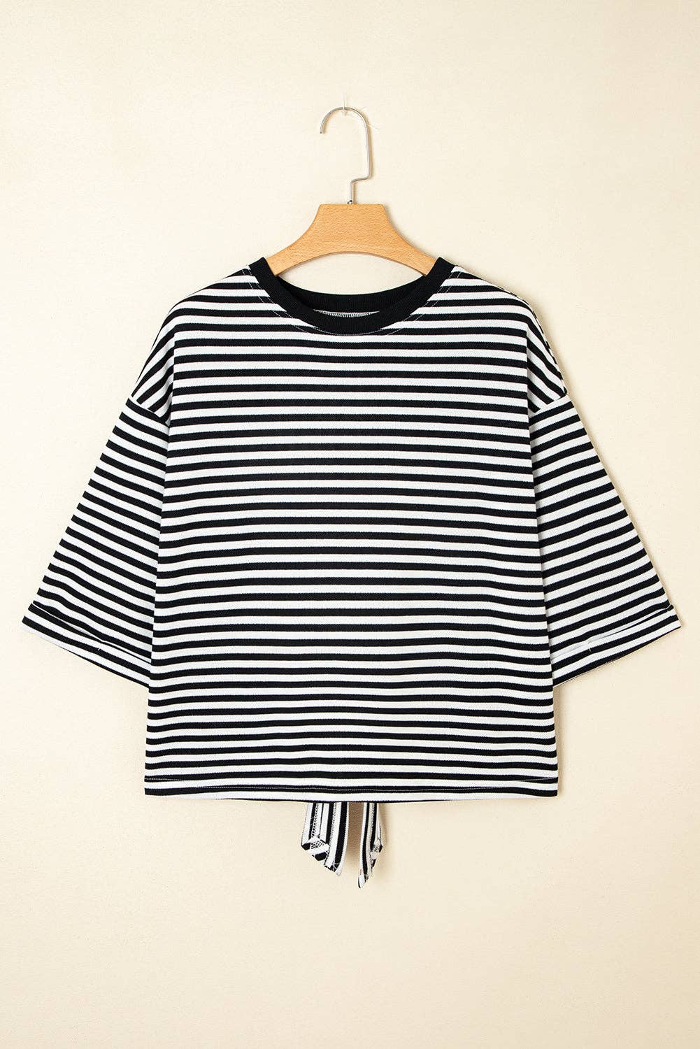 Red Stripe Bow Cutout Back Tee