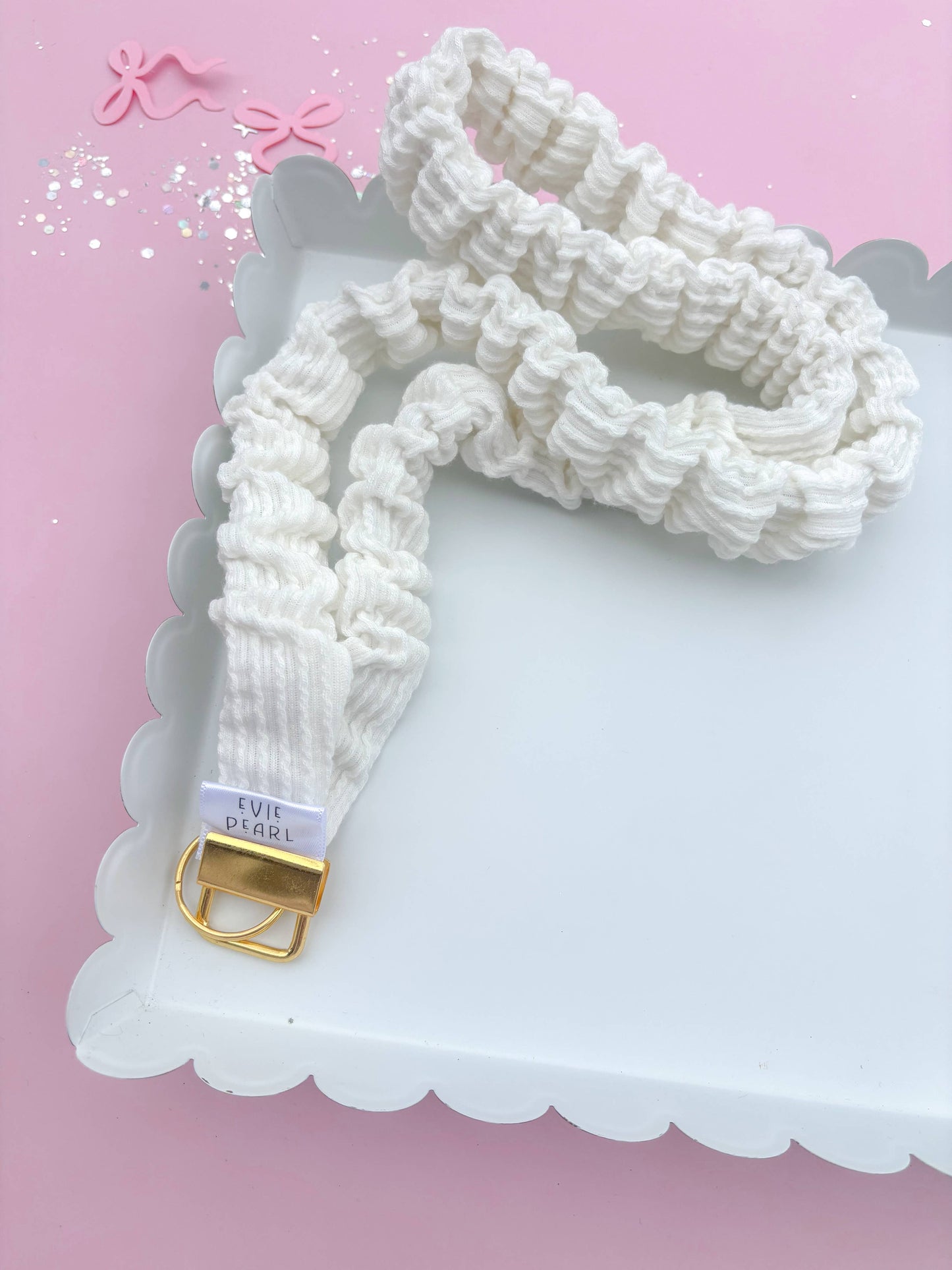 White Ribbed Teacher Gift Set- Lanyard| Knotted Headband