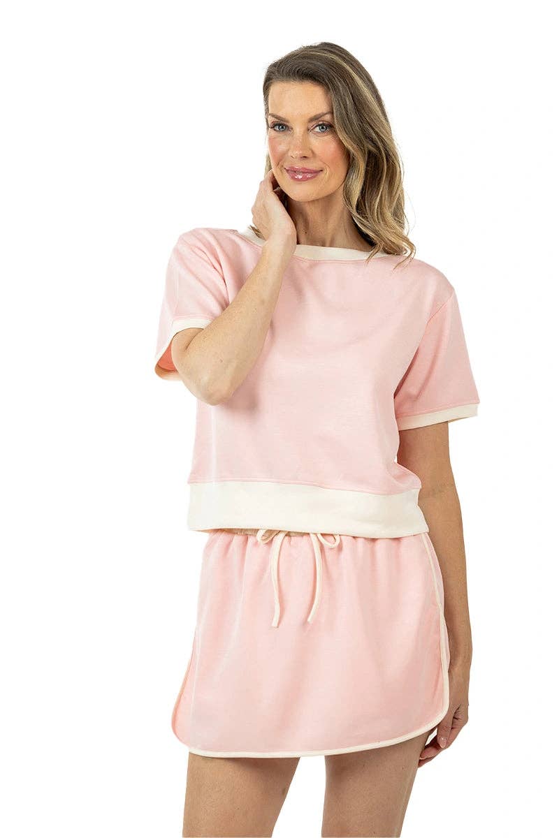 Contrast Top and Skirt Set