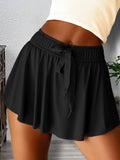 Drawstring High Waist Lined Tennis Skorts