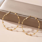 Classic Gold Ball Beaded Station Hoop Earrings | 80E61576