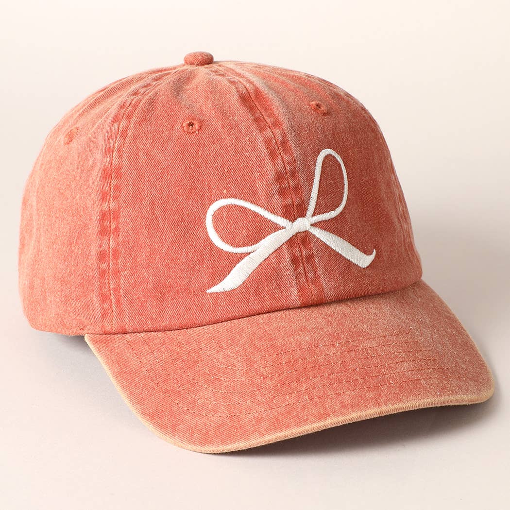 Bow Embroidered Cotton Baseball Cap