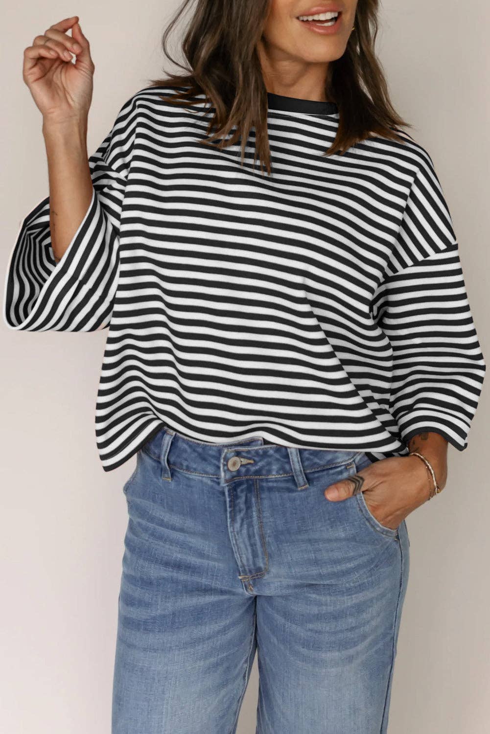 Red Stripe Bow Cutout Back Tee
