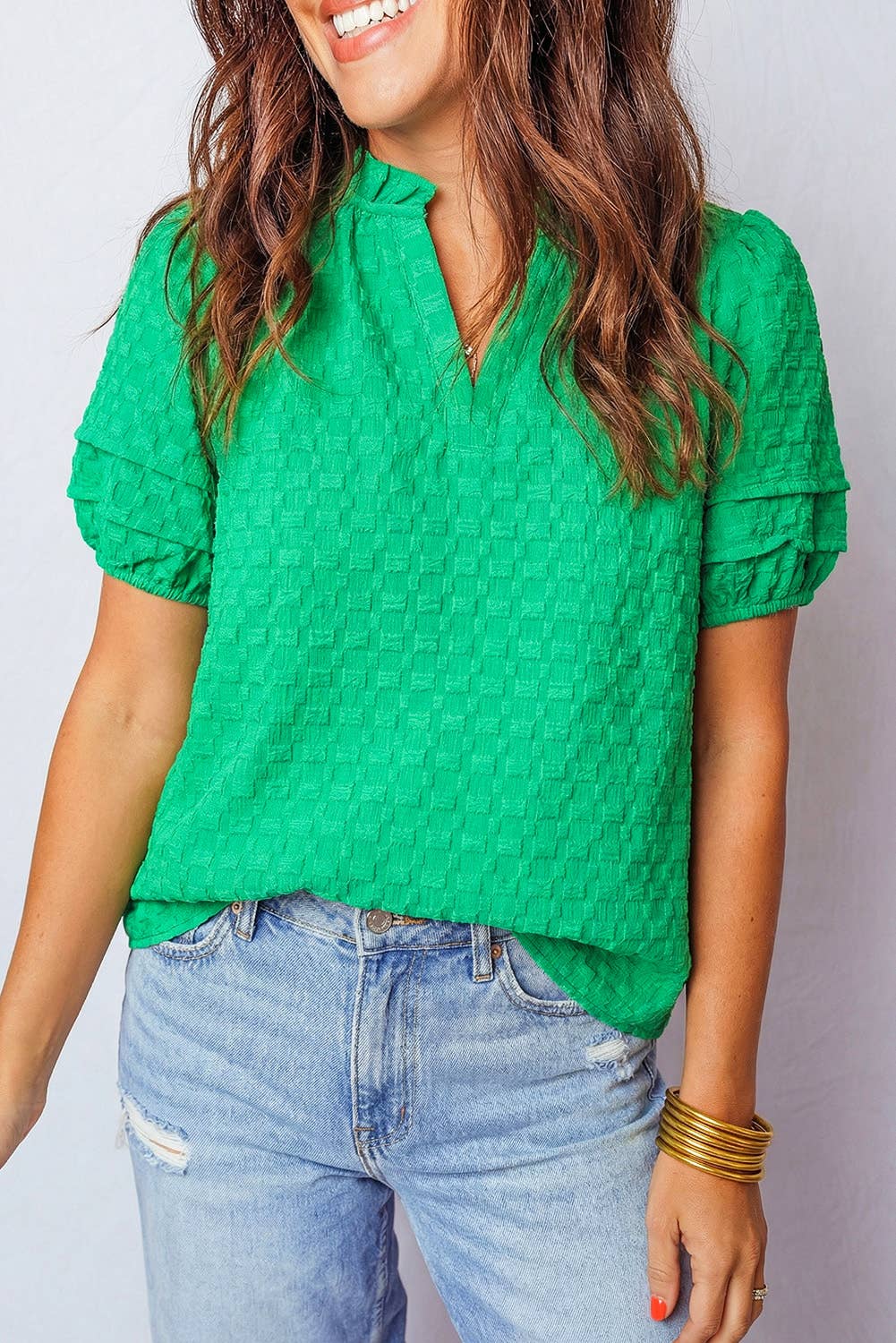 Grace Puff Sleeve V Neck Top