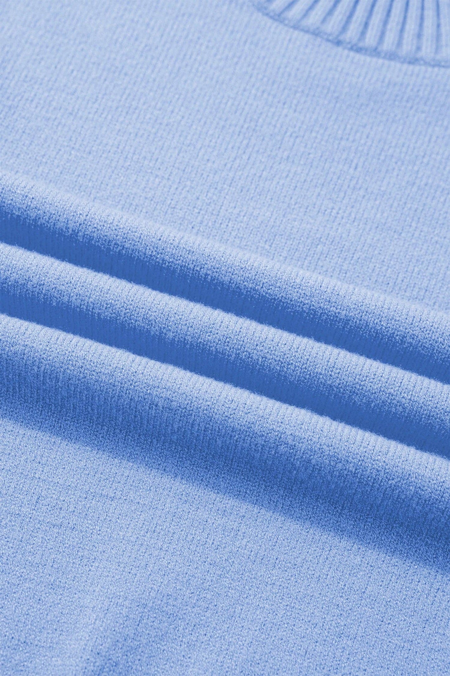 Solid Ruffle Sleeve Ribbed Sweater