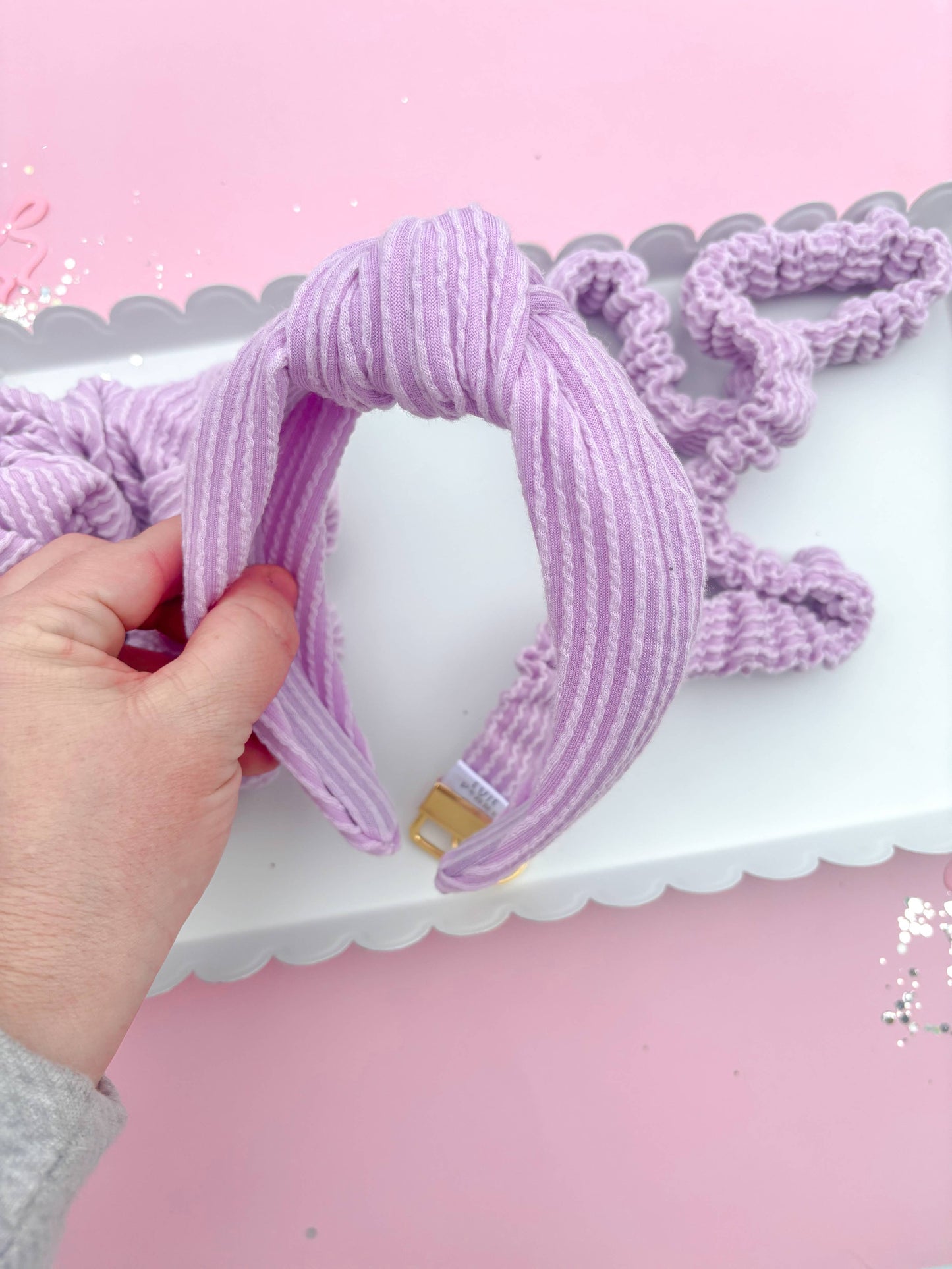 Lilac Ribbed Teacher Gift Set- Lanyard| Knotted Headband