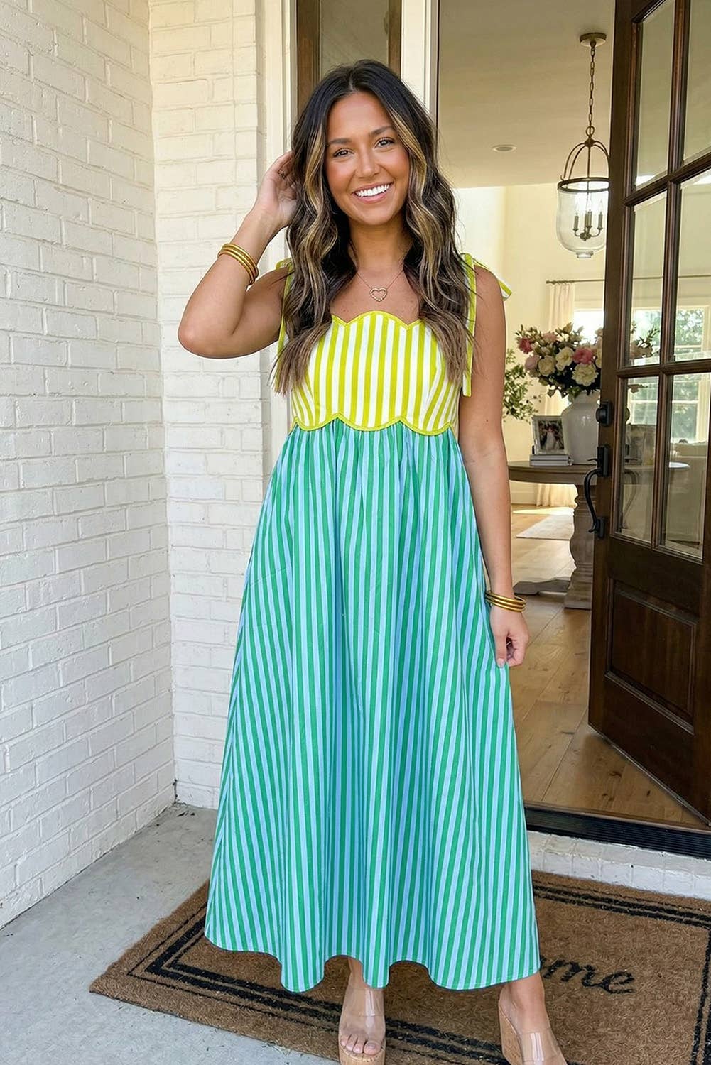 Striped Patchwork Midi Dress