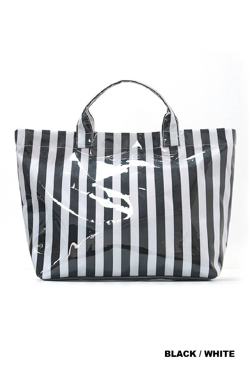 Large Capacity Striped PVC Tote Bag