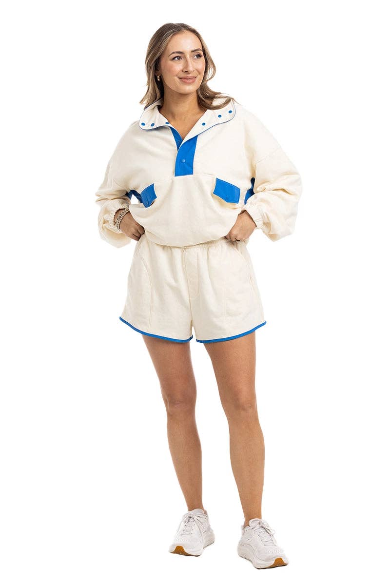 Yellow & Blue Quarter Snap 2 Piece Athletic Set