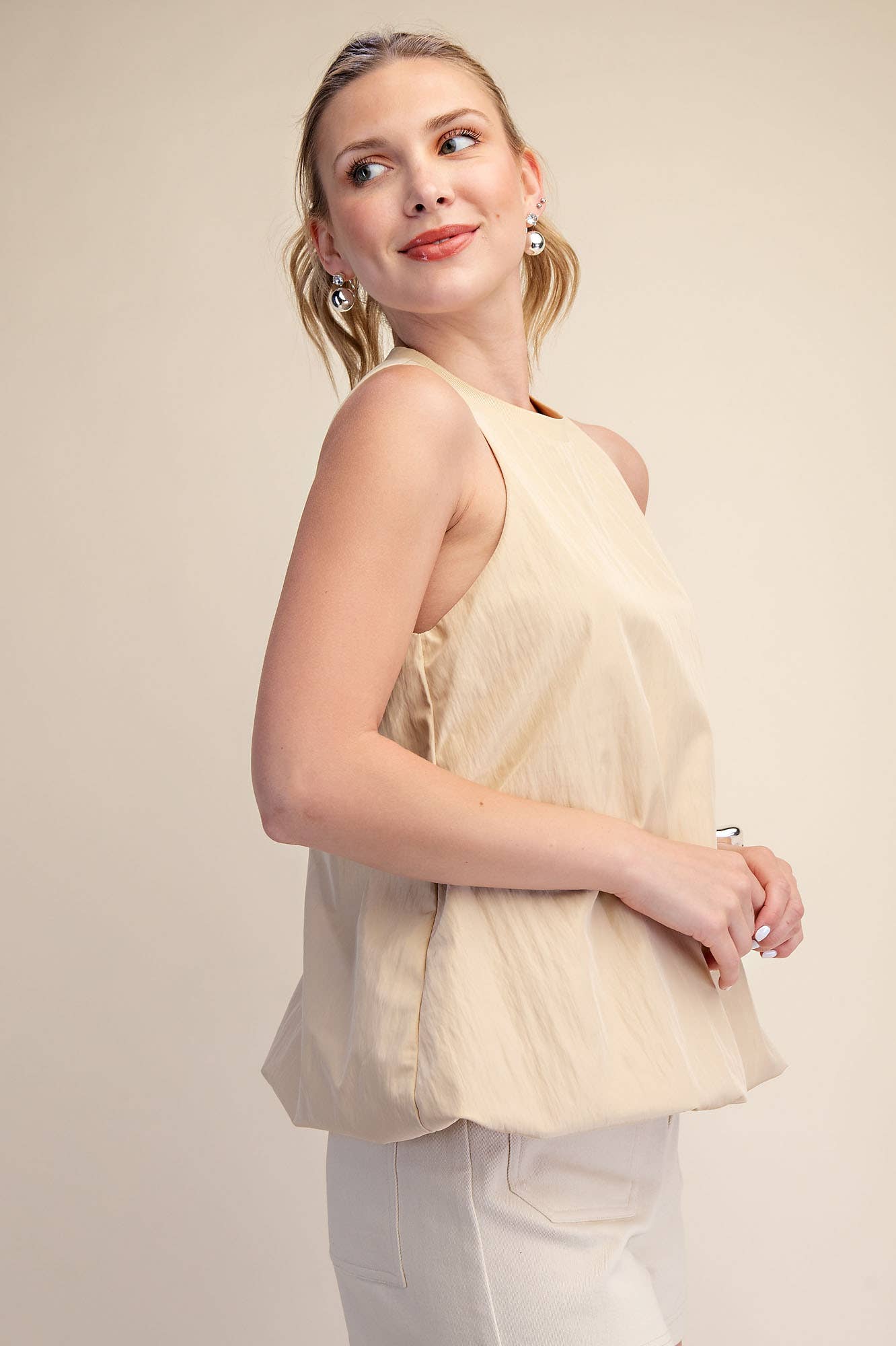 Sleeveless Crew-Neck Top