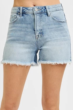 HIGH RISE FRAY HEM SHORTS