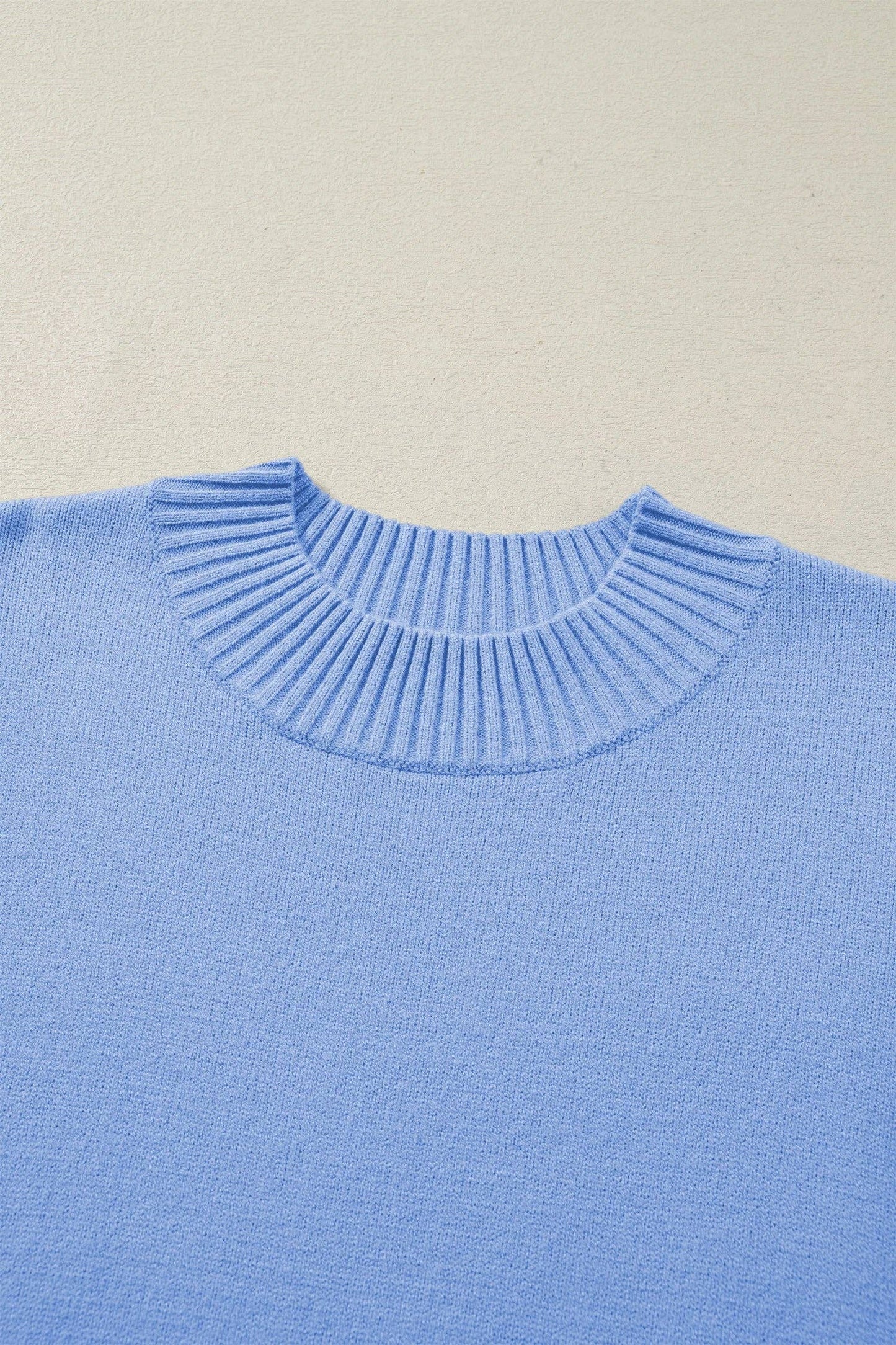 Solid Ruffle Sleeve Ribbed Sweater