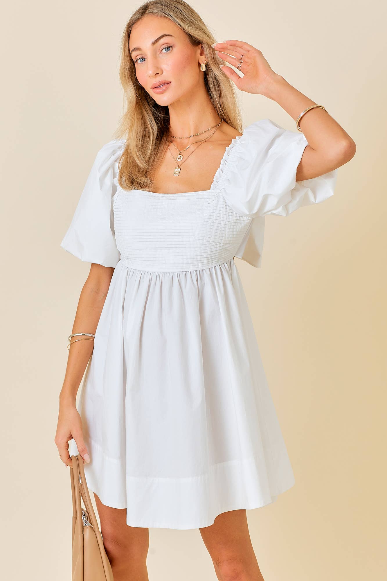 Ruffle Square A-line Cotton Midi Dresses