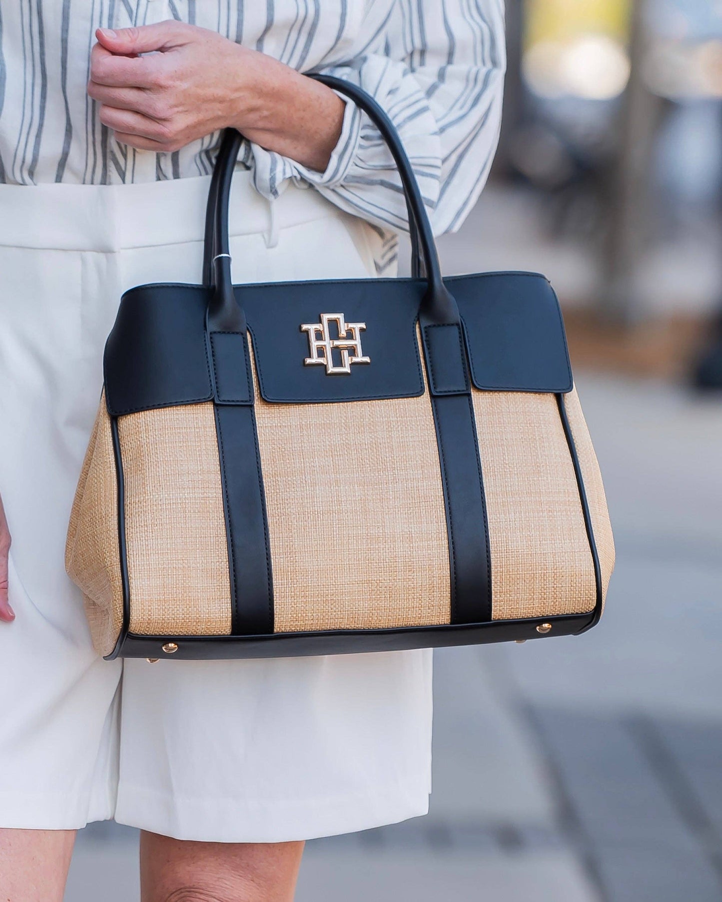 Augusta Handbag Natural Black