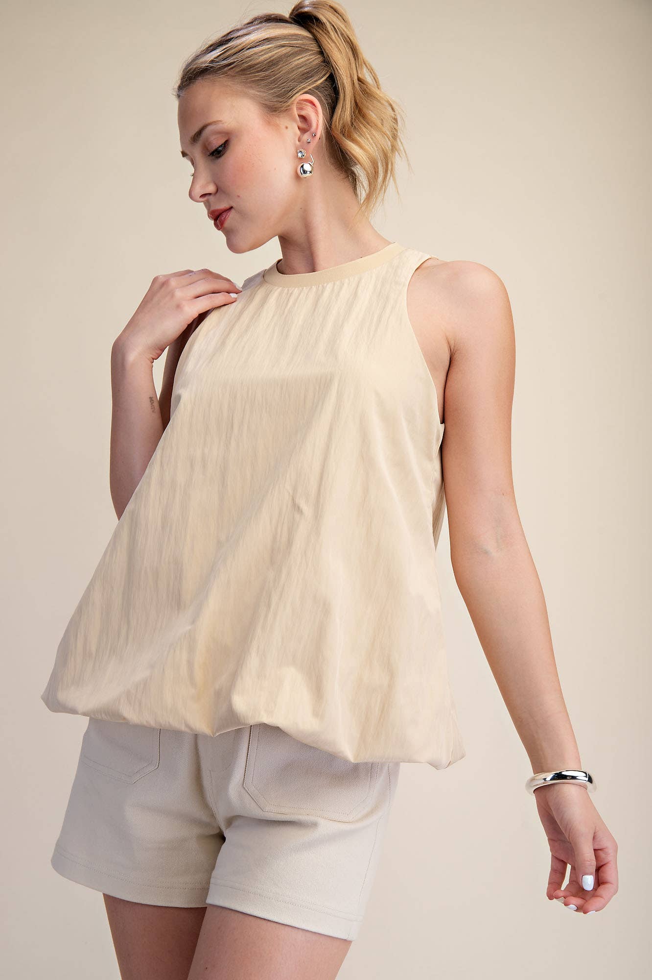 Sleeveless Crew-Neck Top
