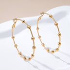 Classic Gold Ball Beaded Station Hoop Earrings | 80E61576