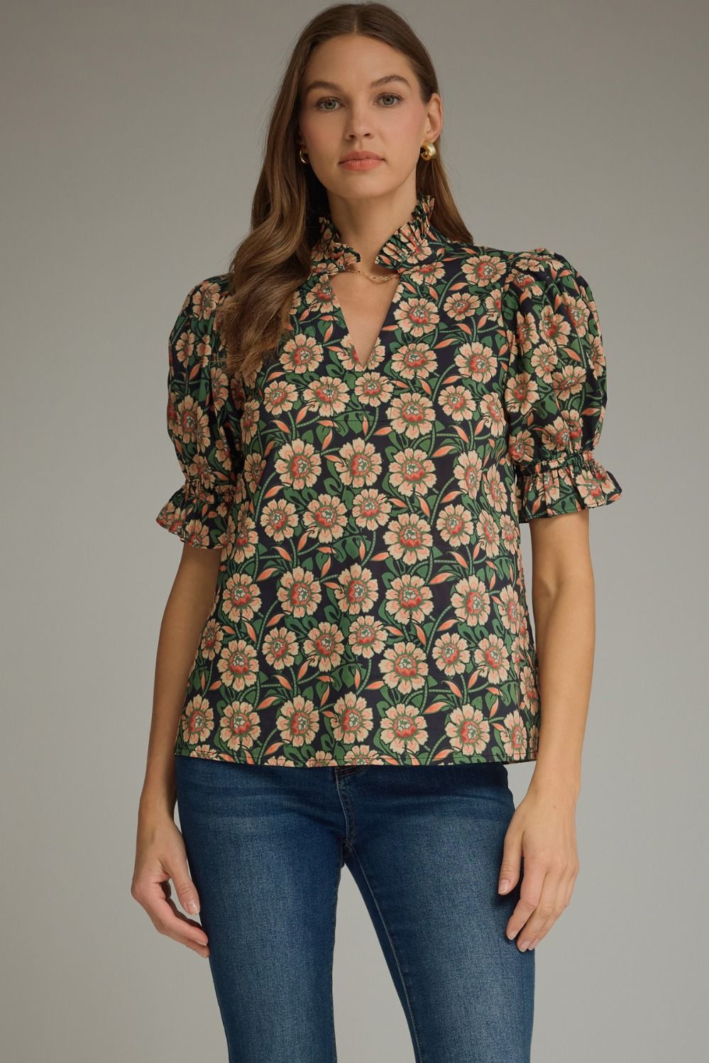 Floral Puff Sleeve Top