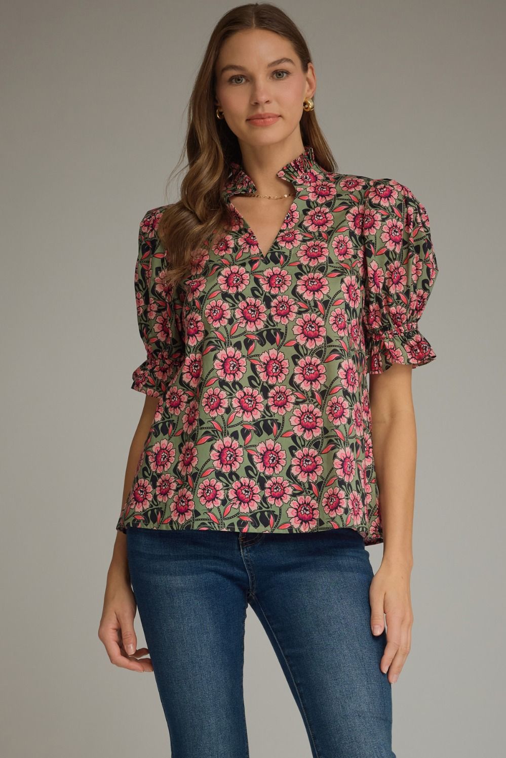 Floral Puff Sleeve Top