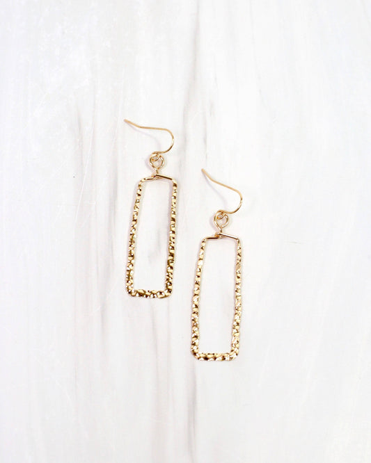 Ontario Rectangular Hammered Earring Gold