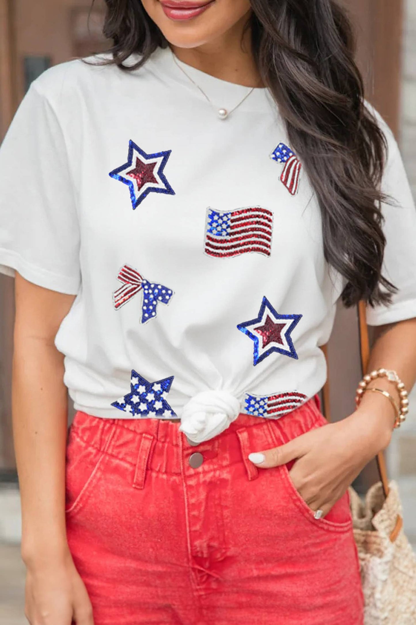 Fourth of July Sequin Patriotic Summer Tee