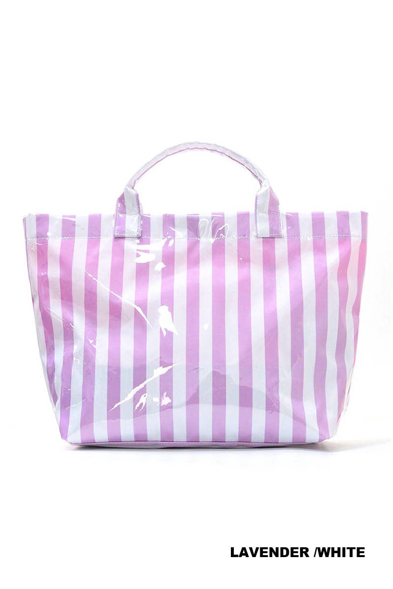 Large Capacity Striped PVC Tote Bag