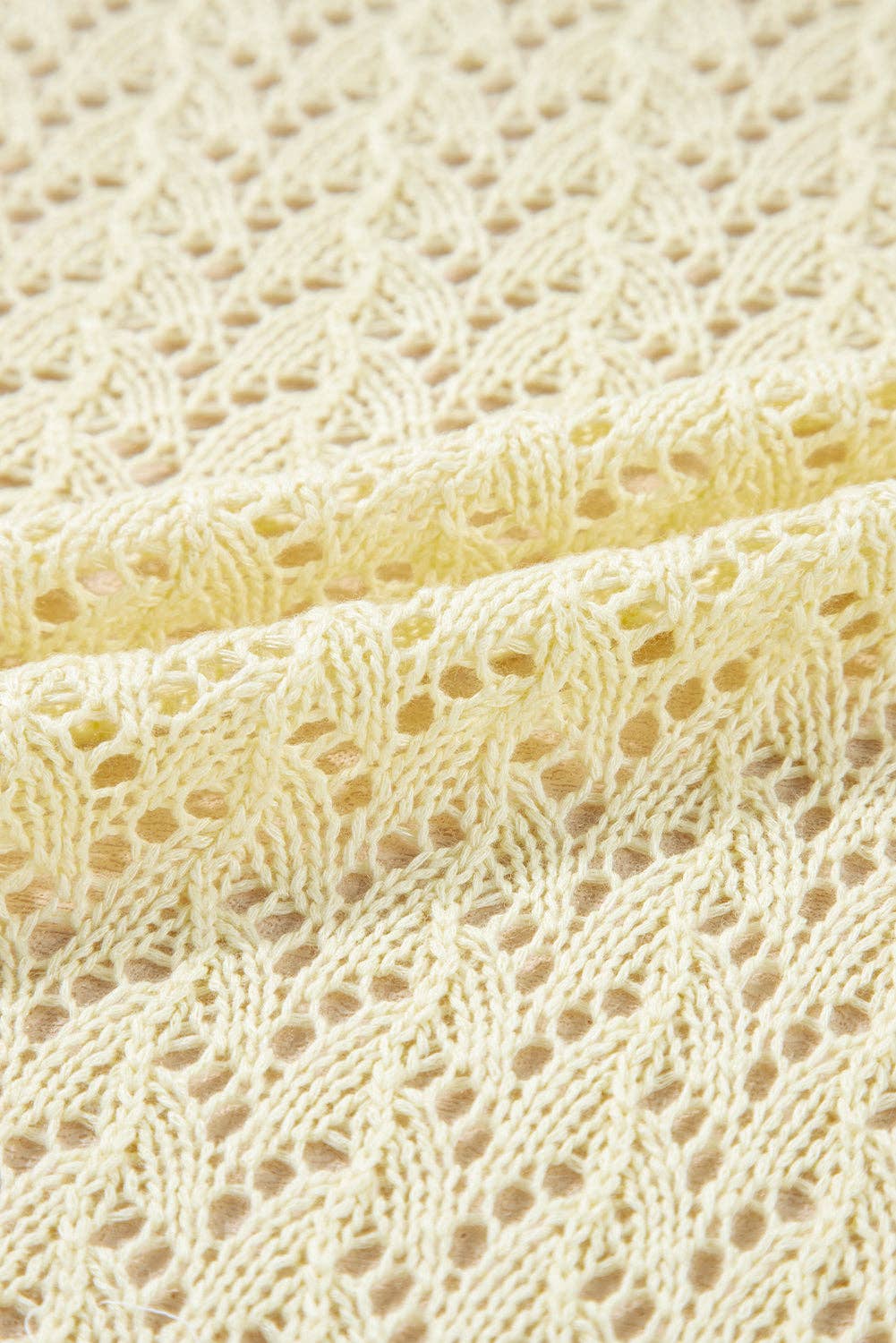 Solid Pointelle Knit Open Front Cardigan