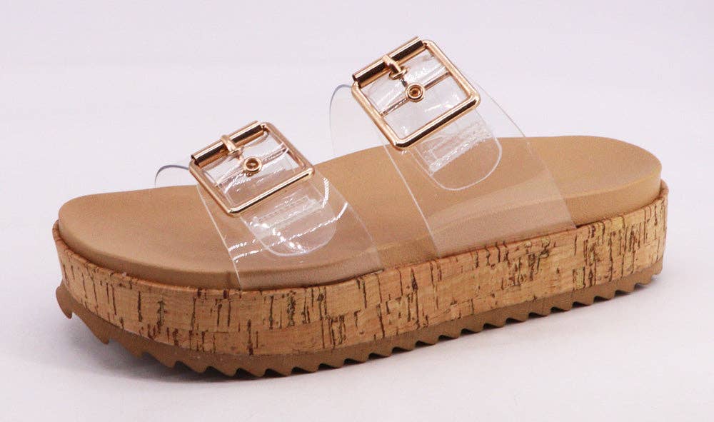 Bamboo Thick Bottom Double Buckle Strap Sandals