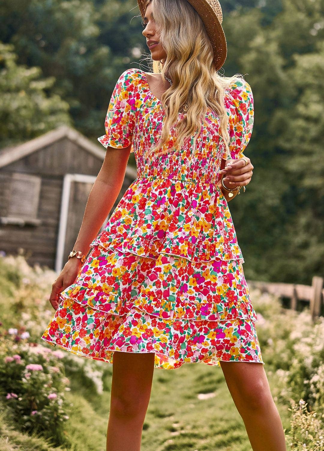 Floral Smocked  Dress