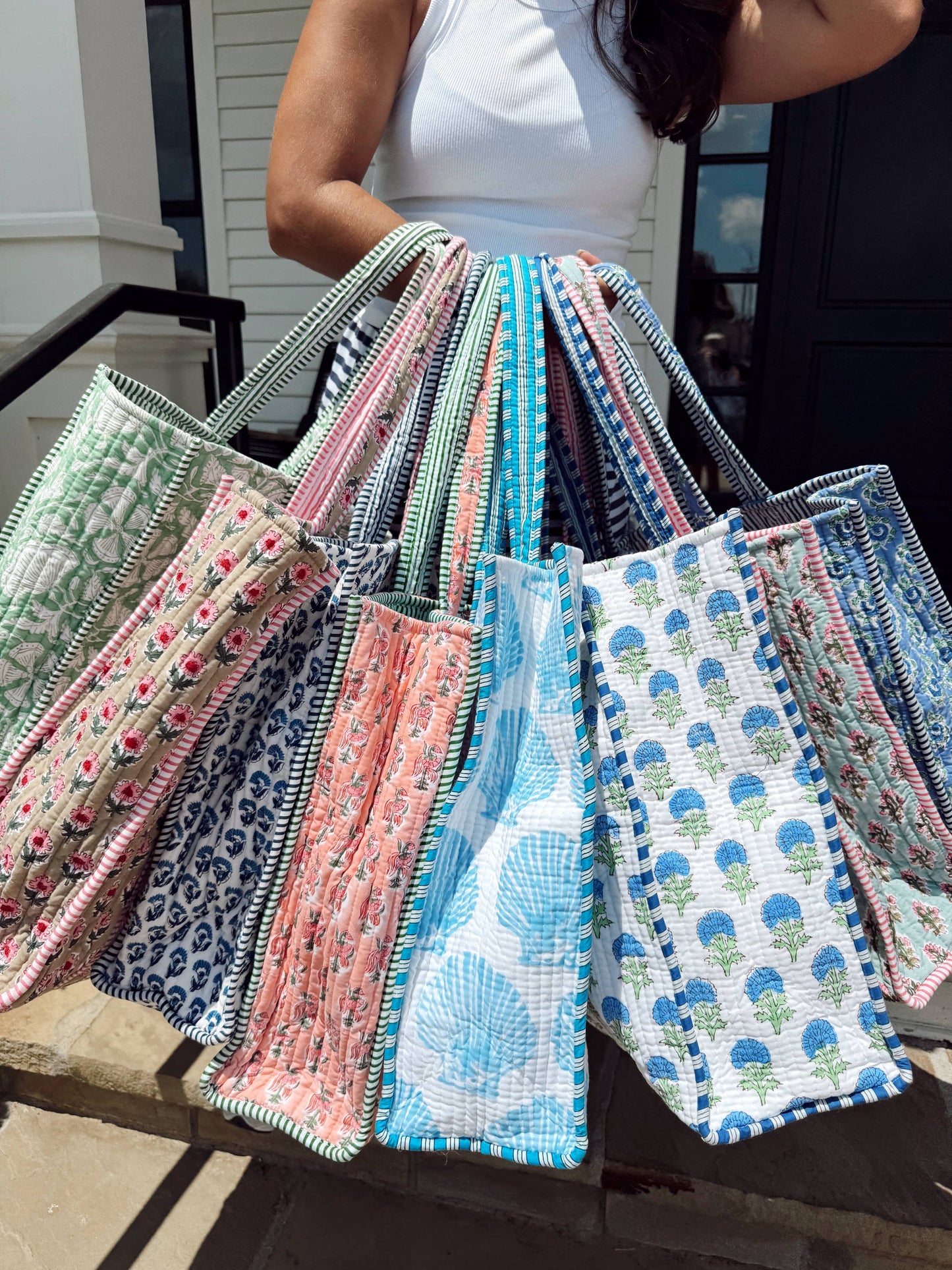 Quilted Block Tote Bag