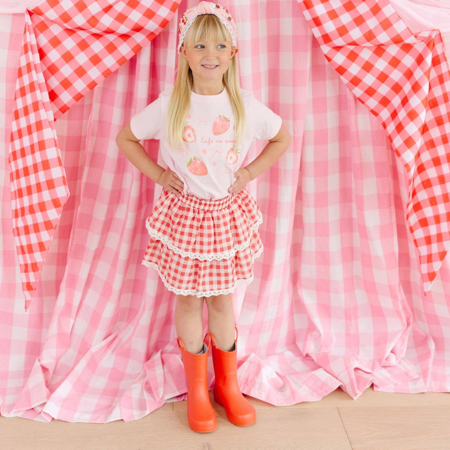 Red Gingham Skort - Kids Clothing - Spring Summer
